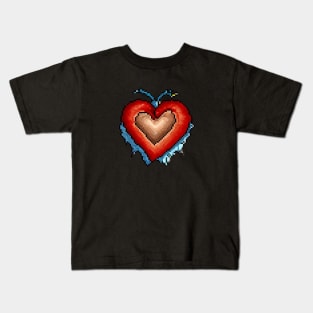 A red heart that was encircled by ice around it Kids T-Shirt